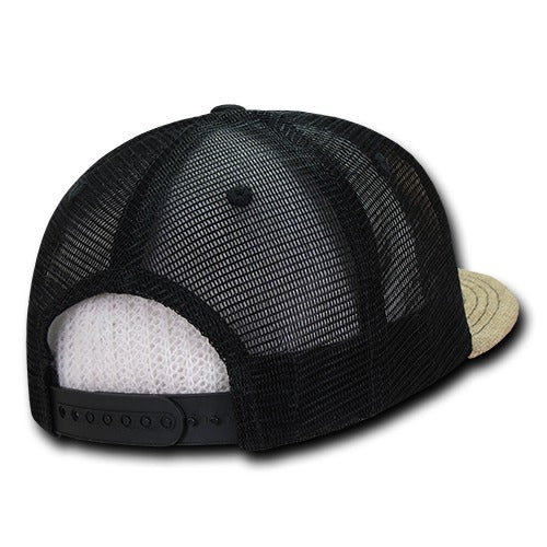 6 Panel High Profile Structured Jute Trucker - Detail
