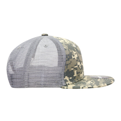 6 Panel High Profile Structured Camo Trucker - Detail