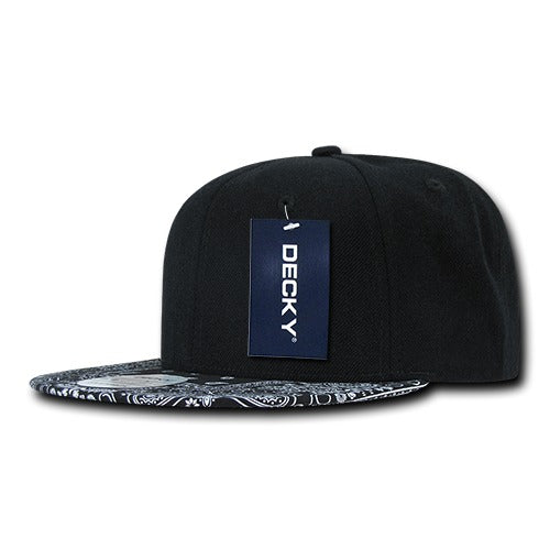 6 Panel High Profile Structured Bandanna Bill Snapback - Front