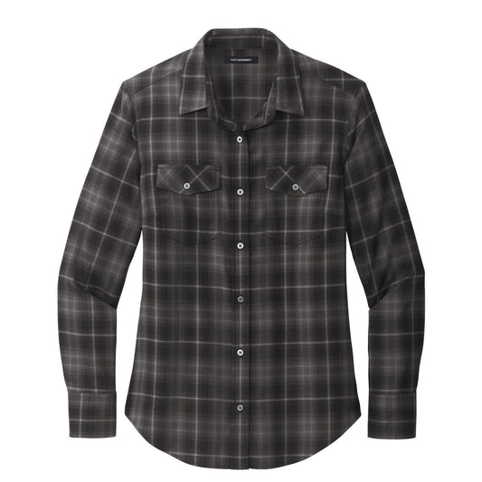 Port Authority Women's Long Sleeve Ombre Plaid Shirt - Front