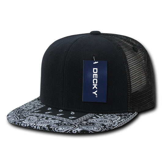 6 Panel High Profile Structured Bandanna Bill Trucker - Front