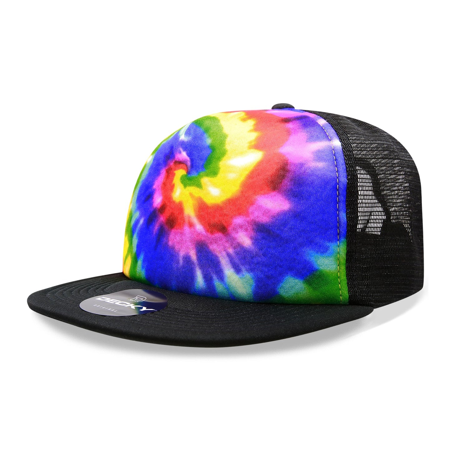 5 Panel High Profile Structured Tie Dye Trucker - Front