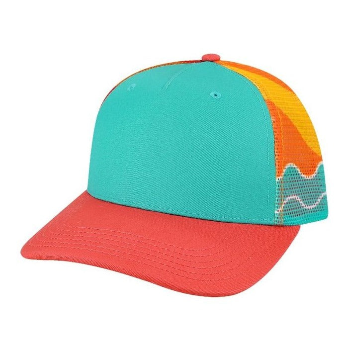 LOCALE - Solid Front Printed Mesh Trucker - 5PTKRS - Lifestyle 4