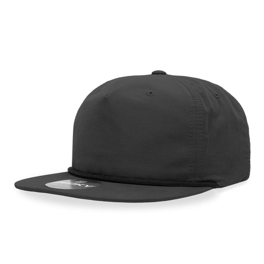 5 Panel High Profile Relaxed Cotton Blend Rope Hat - Front
