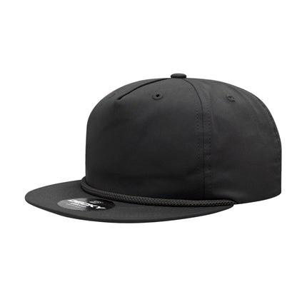 5 Panel High Profile Relaxed Cotton Blend Rope Hat - Front