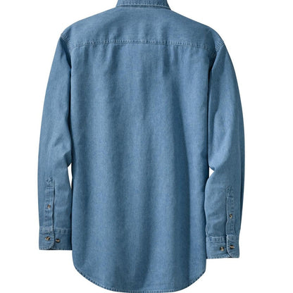Port & Co Long Sleeve Value Denim Shirt - Back