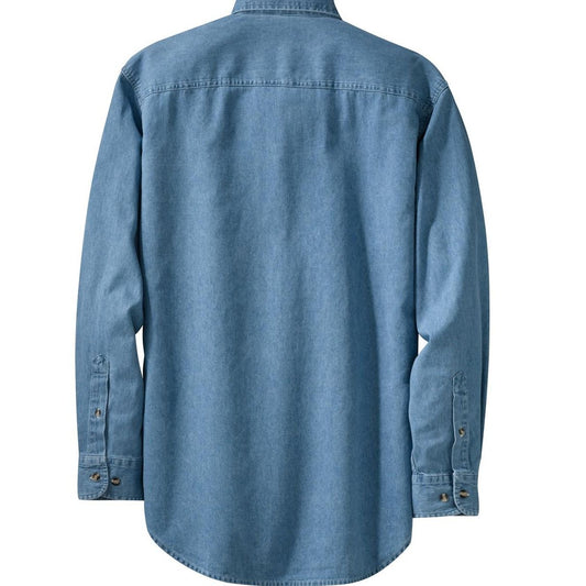 Port & Co Long Sleeve Value Denim Shirt - Back