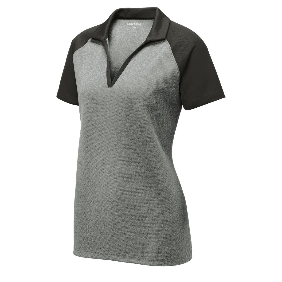 Sport-Tek Women's PosiCharge RacerMesh Raglan Heather Block Polo - Front