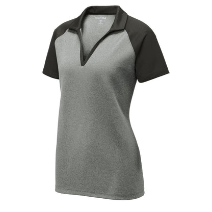 Sport-Tek Women's PosiCharge RacerMesh Raglan Heather Block Polo - Front