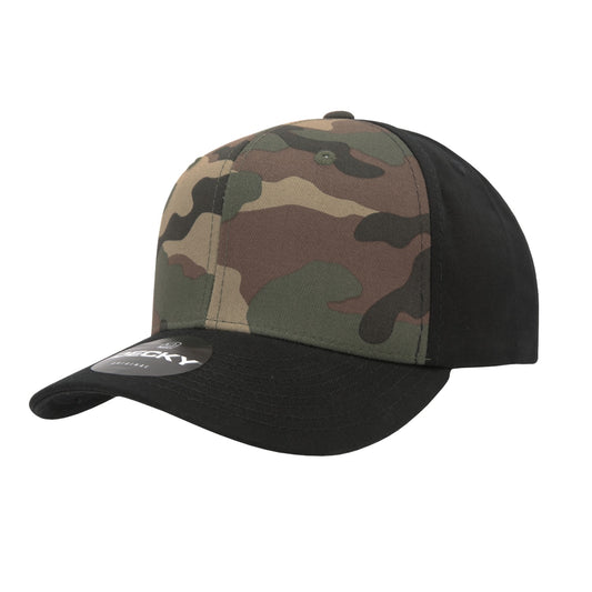 6 Panel Mid Profile Structured Camo Cap - Front