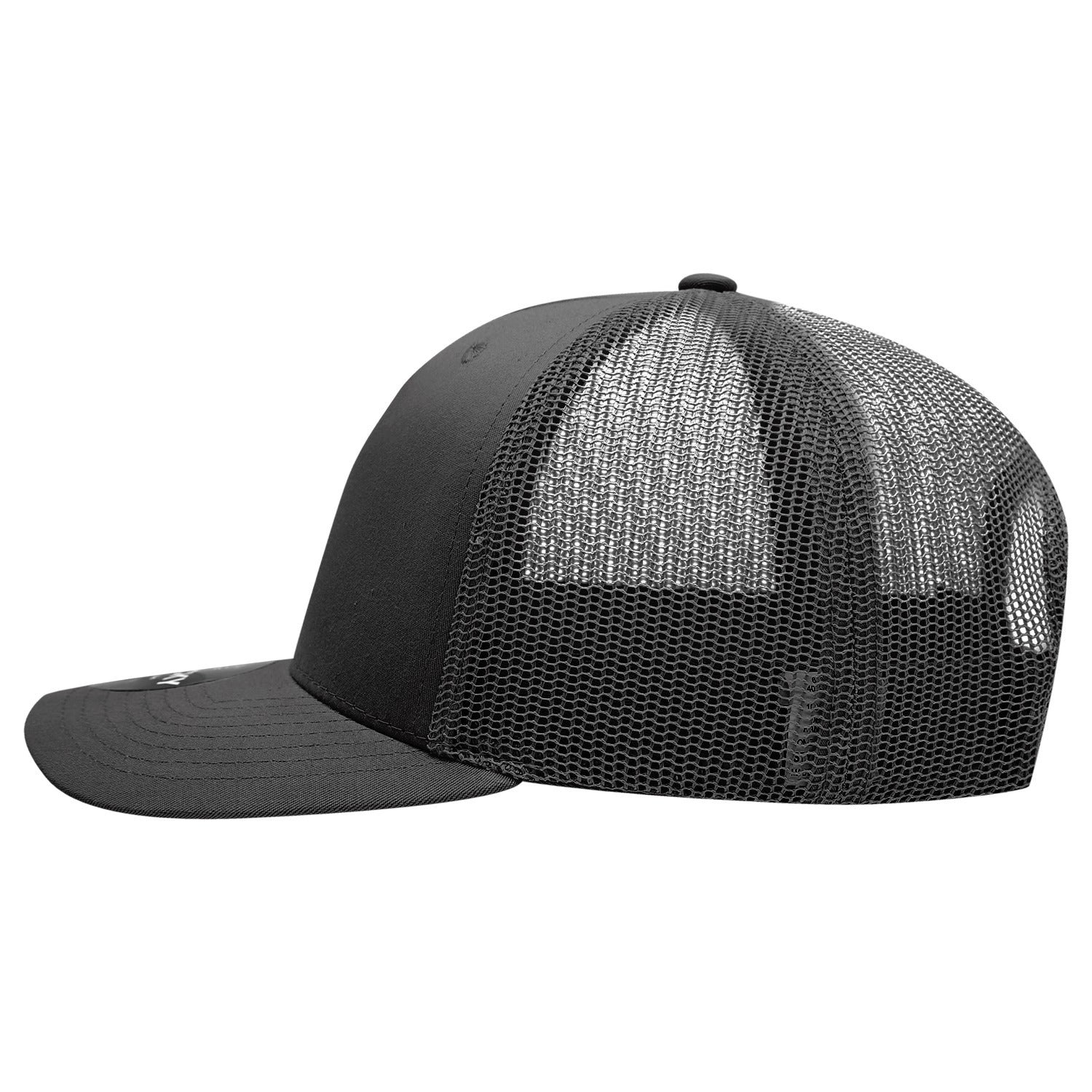 6 Panel Mid Profile Structured Cotton Blend Trucker, BLK - Detail