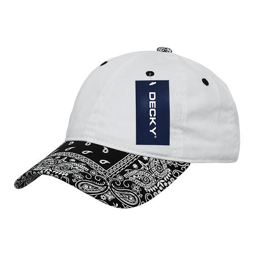 6 Panel Low Profile Relaxed Bandanna Bill Dad Hat - Front