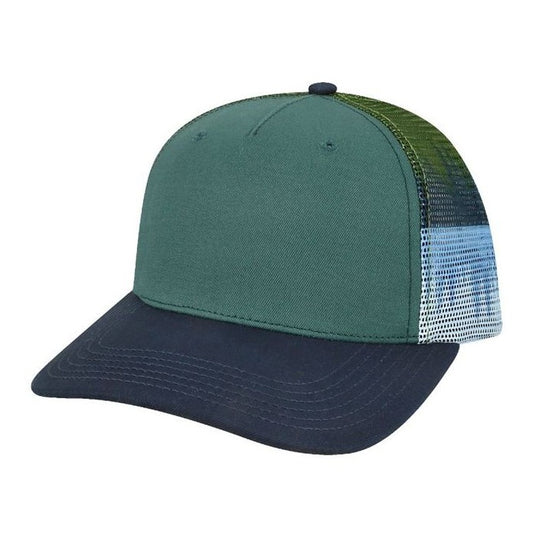 LOCALE - Solid Front Printed Mesh Trucker - 5PTKRS - Front
