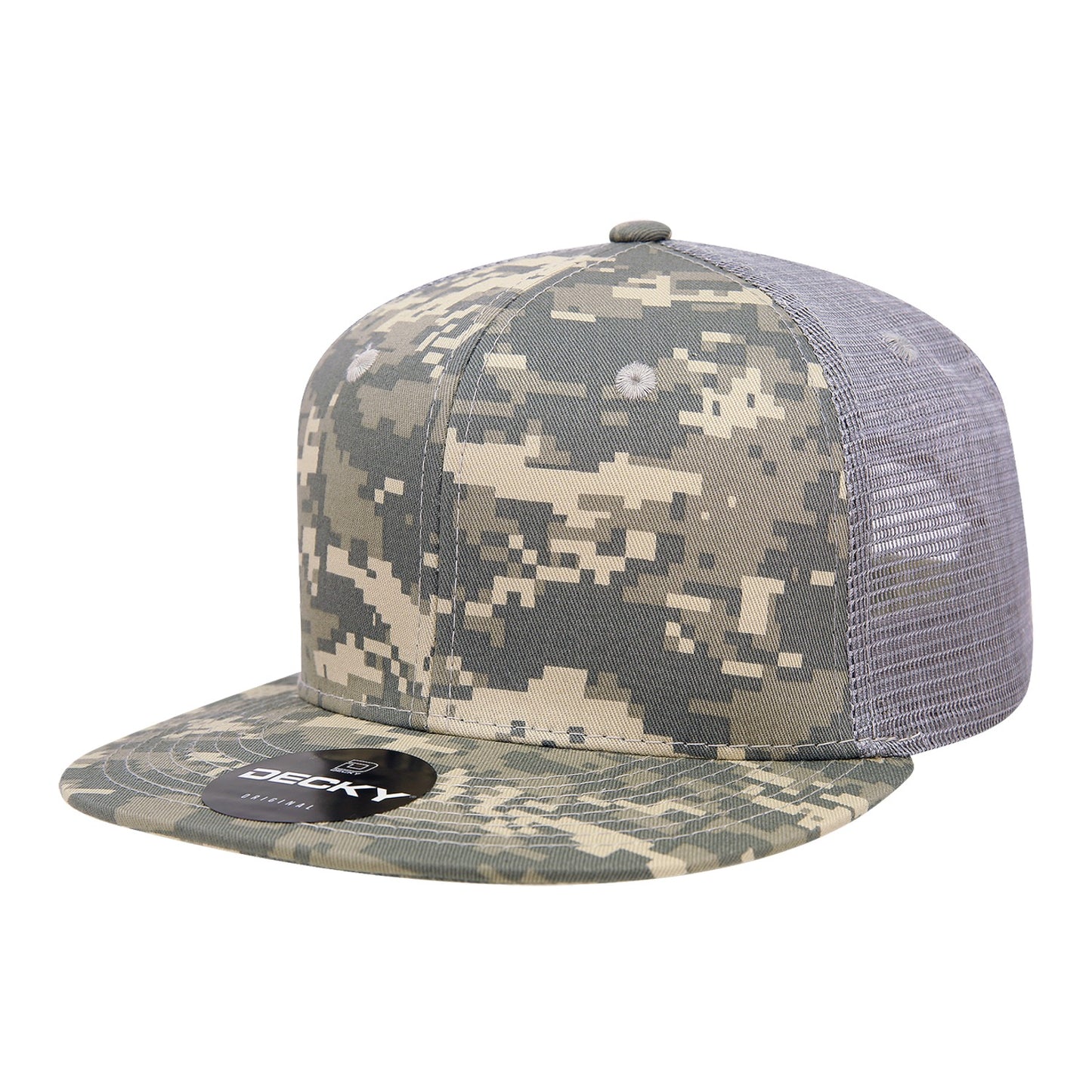 6 Panel High Profile Structured Camo Trucker - Front