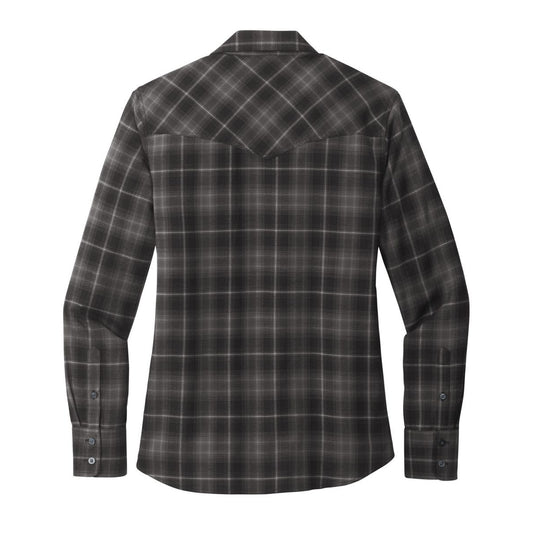 Port Authority Women's Long Sleeve Ombre Plaid Shirt - Back