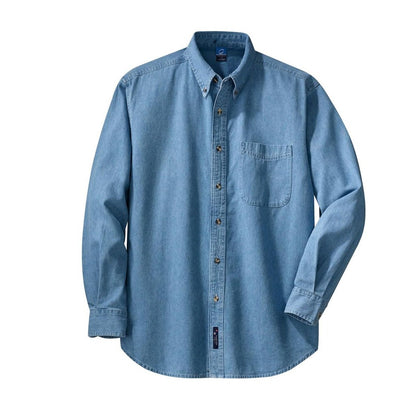 Port & Co Long Sleeve Value Denim Shirt - Front