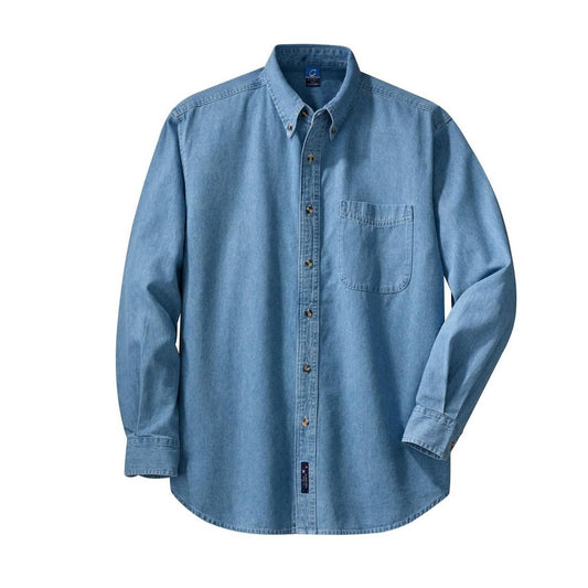 Port & Co Long Sleeve Value Denim Shirt - Front
