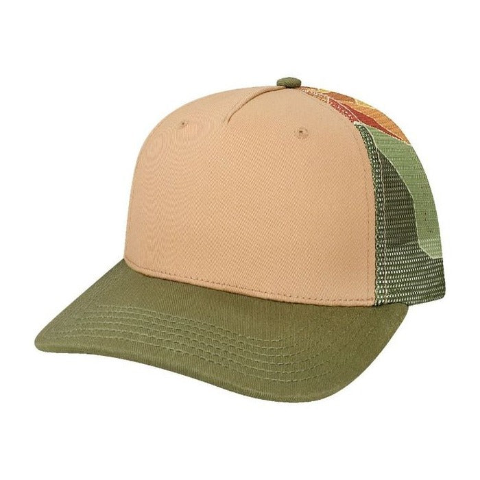 LOCALE - Solid Front Printed Mesh Trucker - 5PTKRS - Lifestyle 6