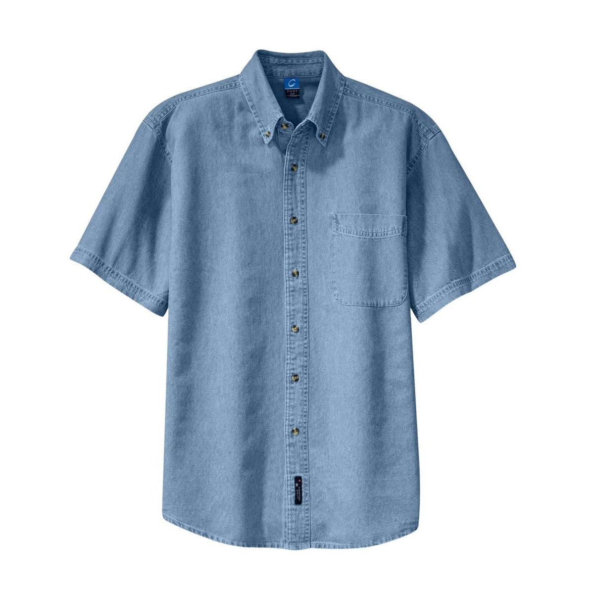 Port & Co Short Sleeve Value Denim Shirt - Front