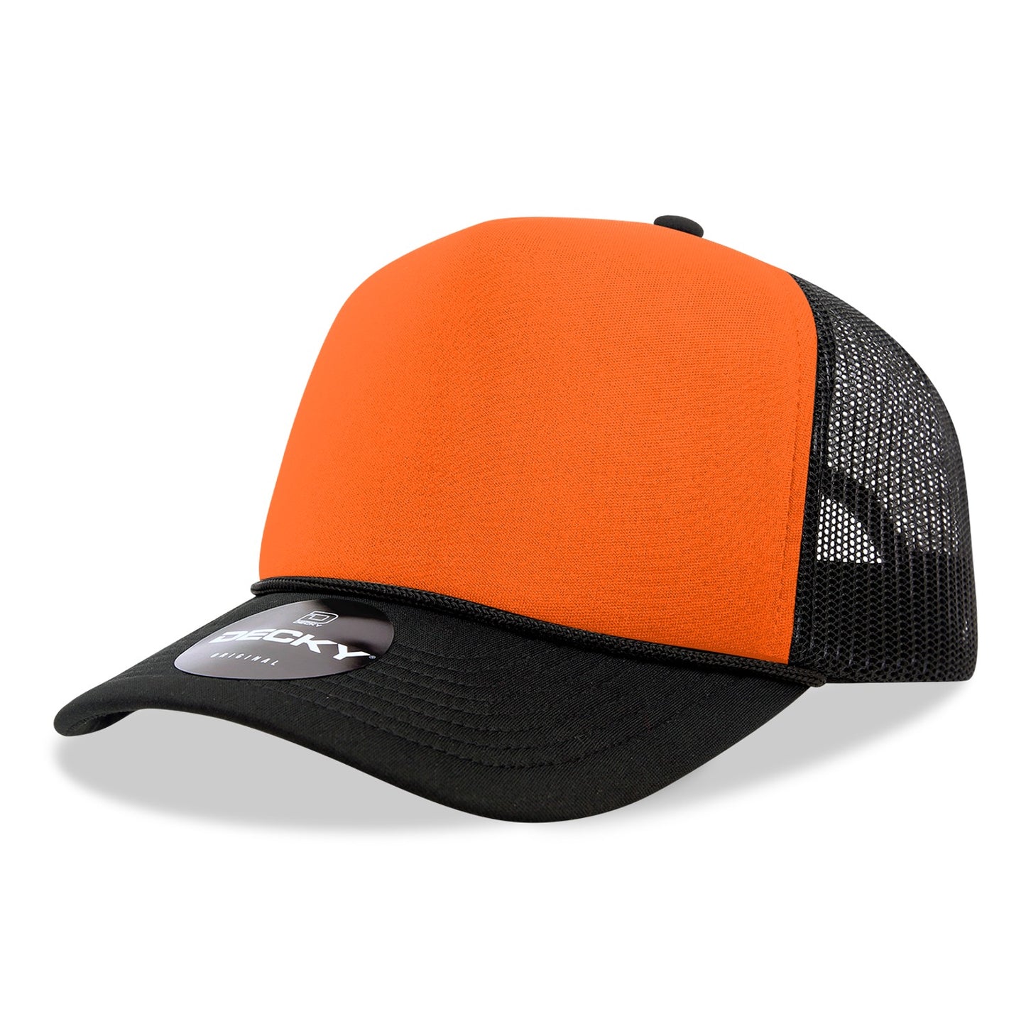 5 Panel Mid Profile Structured Two Tone Foam Trucker - Front