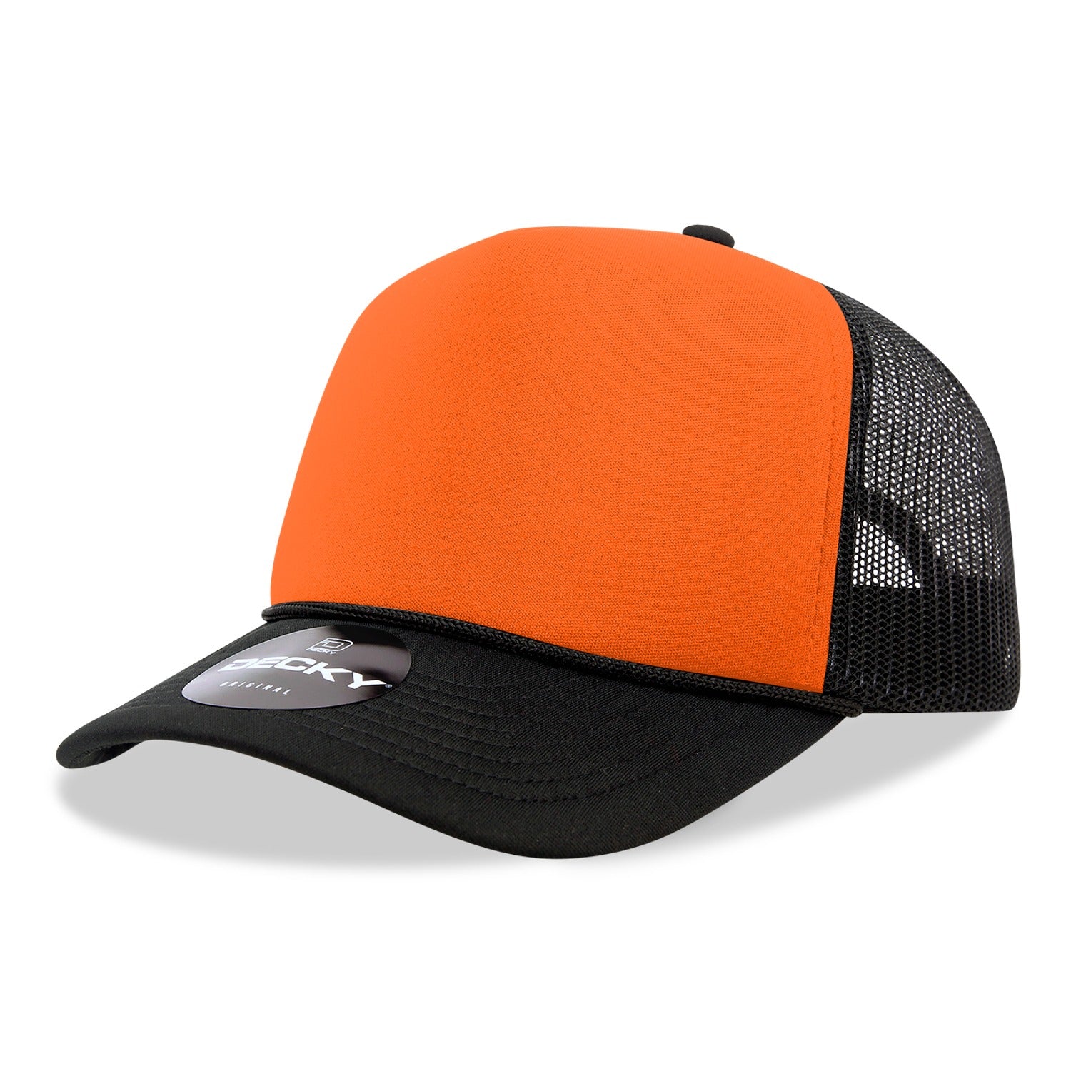 5 Panel Mid Profile Structured Two Tone Foam Trucker - Front