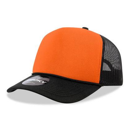 5 Panel Mid Profile Structured Two Tone Foam Trucker - Front