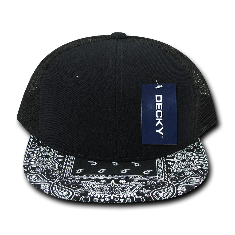 6 Panel High Profile Structured Bandanna Bill Trucker - Detail