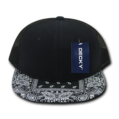 6 Panel High Profile Structured Bandanna Bill Trucker - Detail