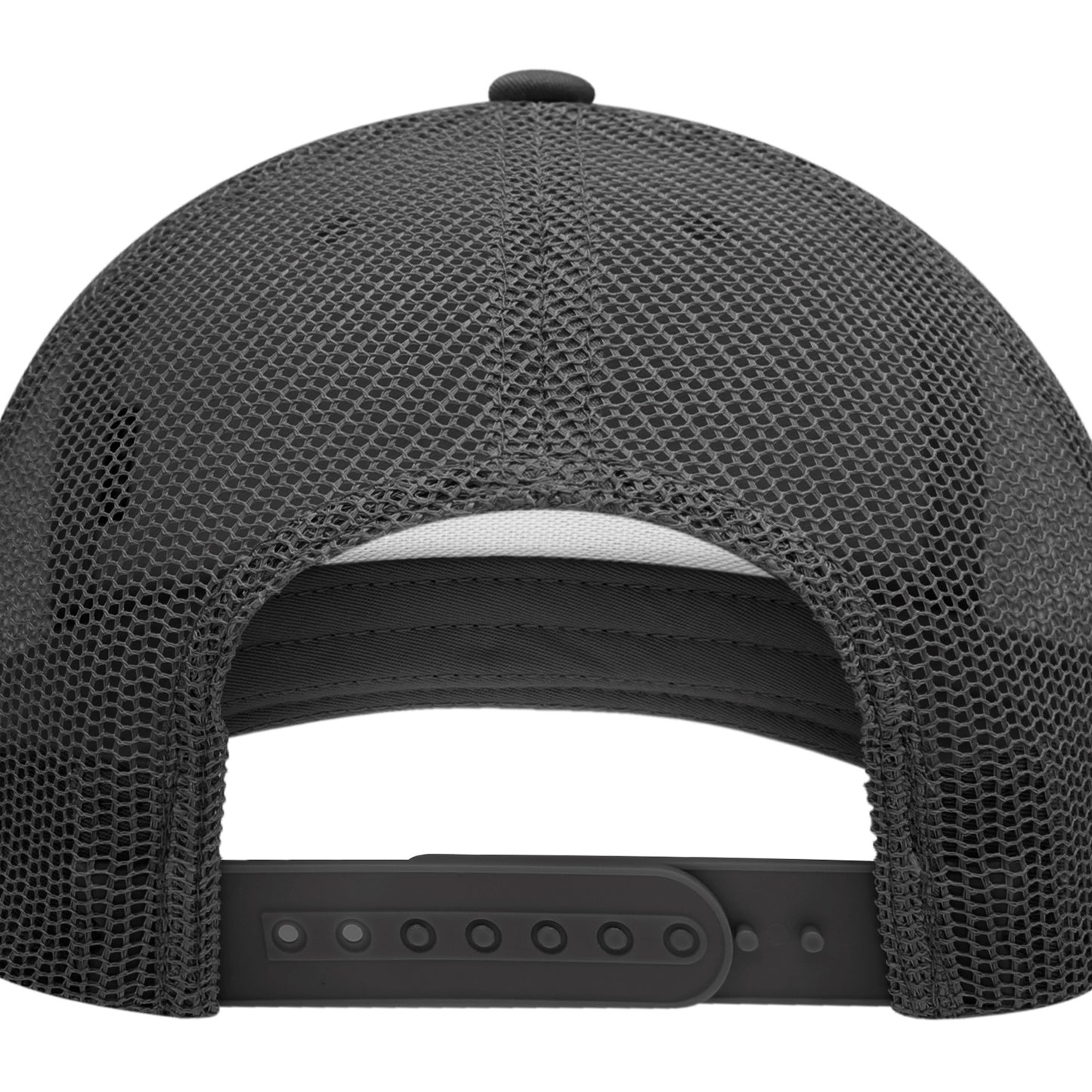 6 Panel Mid Profile Structured Cotton Blend Trucker, BLK - Detail
